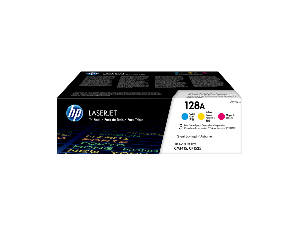 HP 128A 3-pack Cyan/Magenta/Yellow Original LaserJet Toner Cartridges