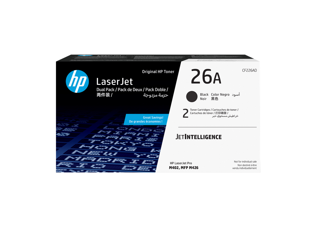 HP 26A 2-pack Black Original LaserJet Toner Cartridges