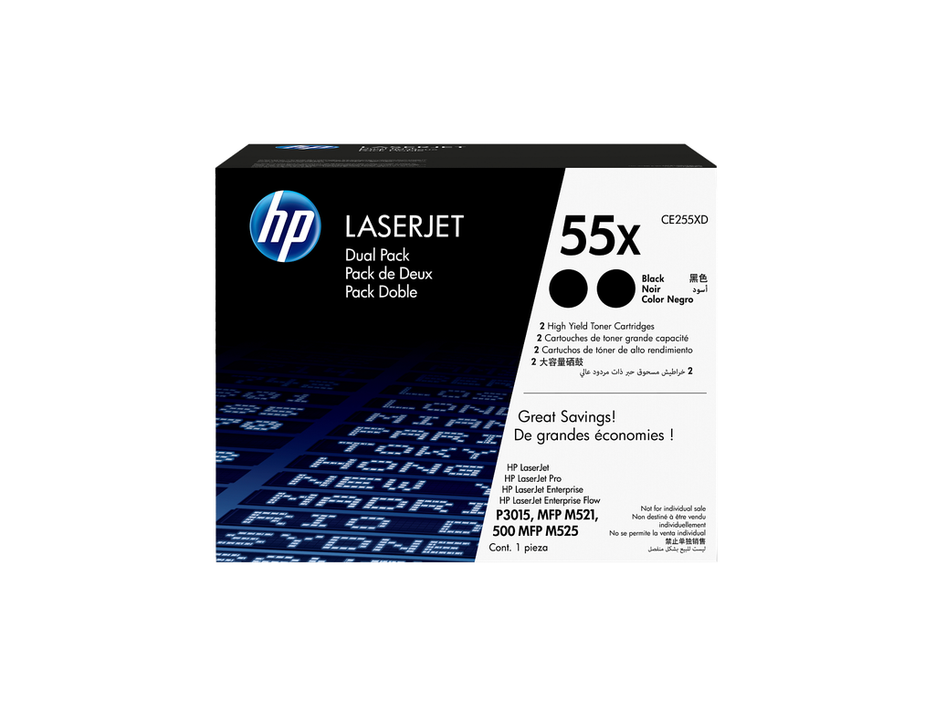 HP 55X 2-pack High Yield Black Original LaserJet Toner Cartridges