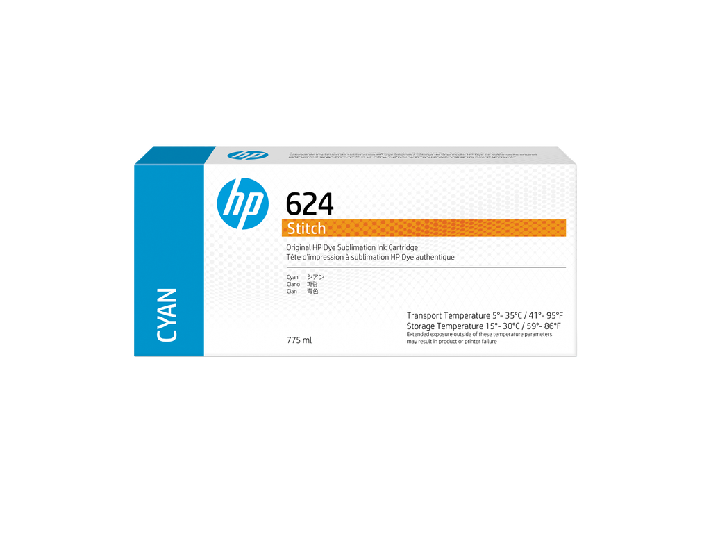 HP 624 775-ml Cyan Stitch Dye Sublimation Ink Cartridge