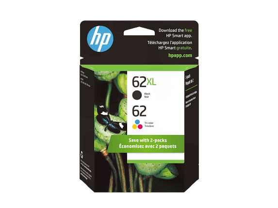 HP 62XL High Yield Black/62 Tri-color 2-pack Original Ink Cartridges