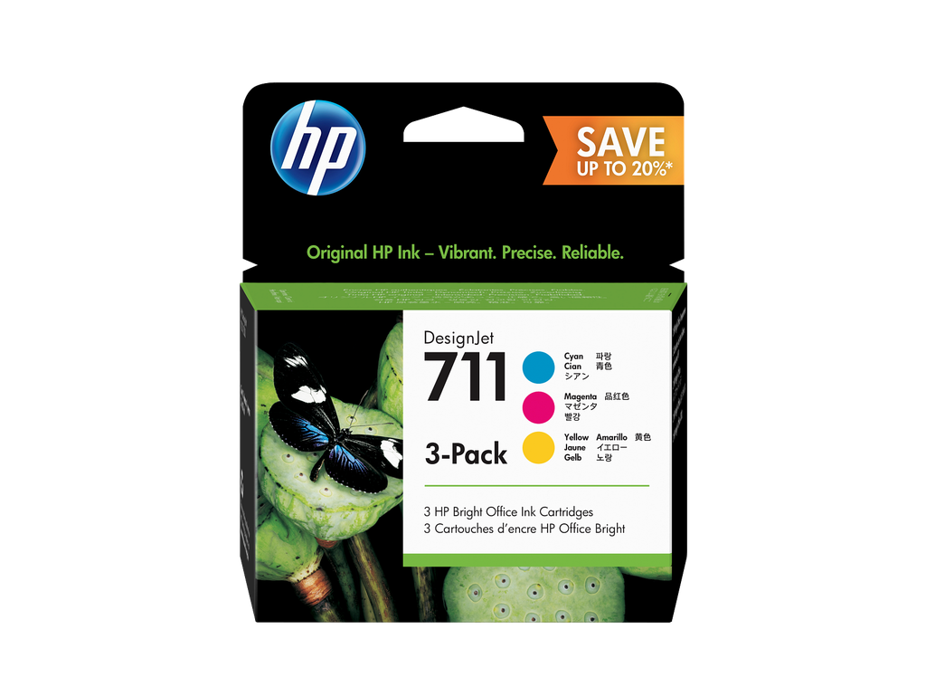 HP 711 3-pack 29-ml Cyan/Magenta/Yellow DesignJet Ink Cartridges