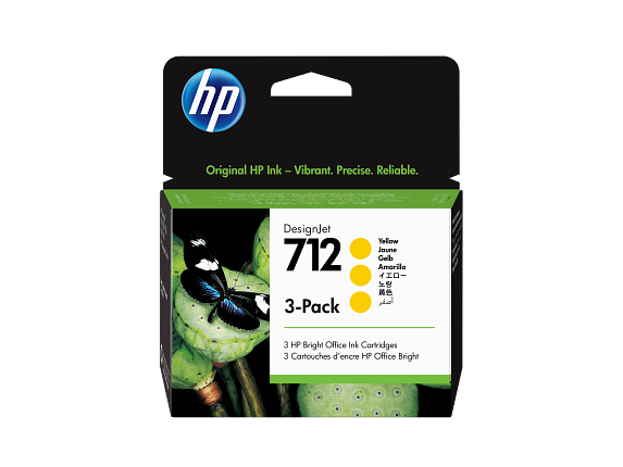 HP 712 3-pack 29-ml Yellow DesignJet Ink Cartridge
