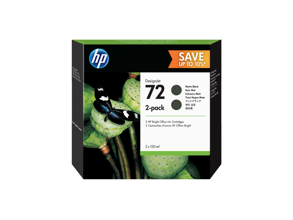 HP 72 2-pack 130-ml Matte Black DesignJet Ink Cartridges