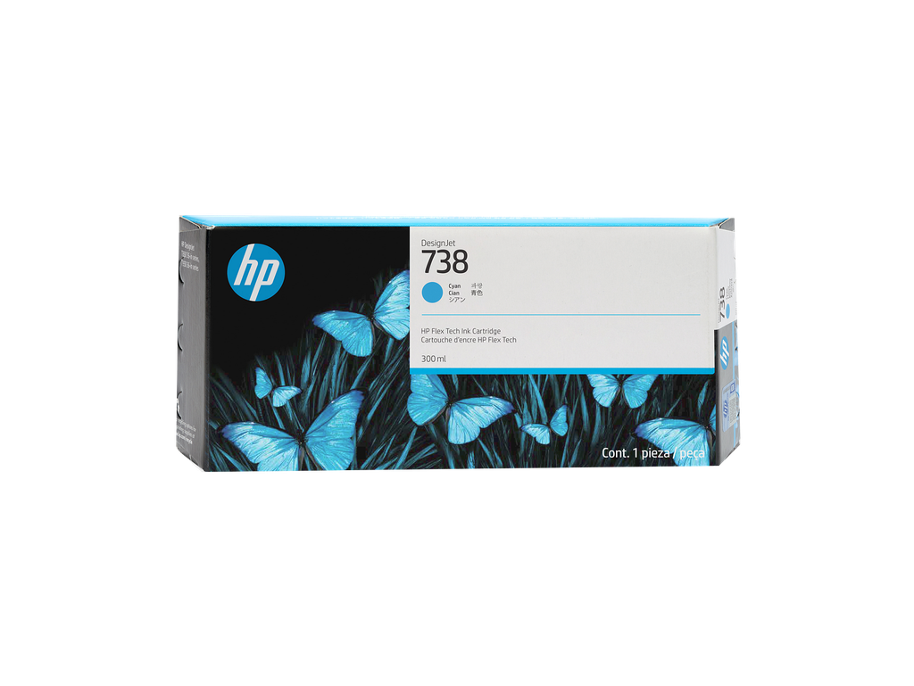 HP 738 300-ml Cyan DesignJet Ink Cartridge