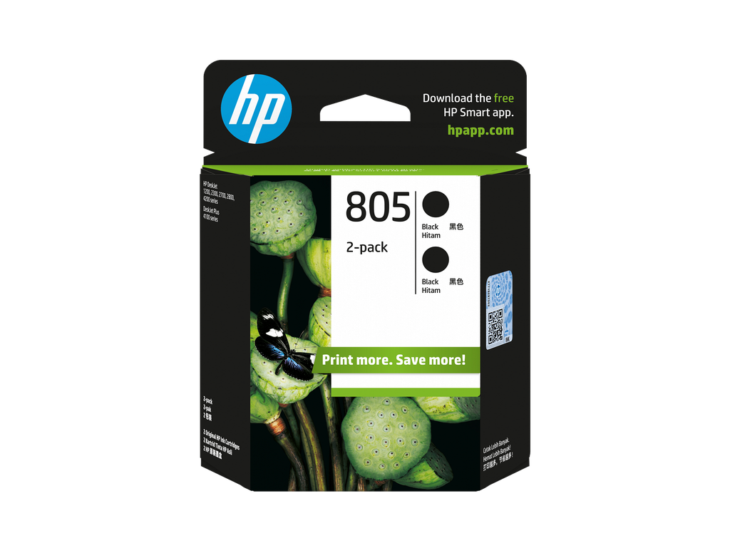 HP 805 Black Ink Cartridge 2-Pack