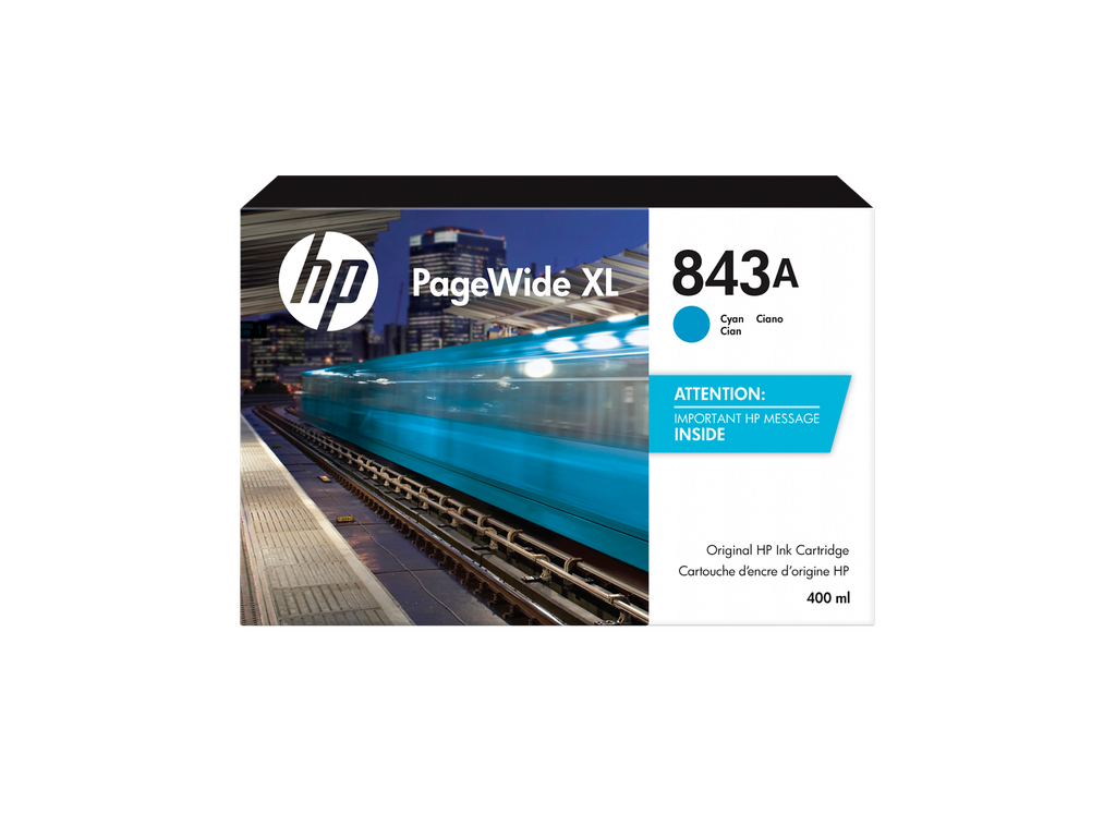 HP 843A 400-ml Cyan PageWide XL Ink Cartridge