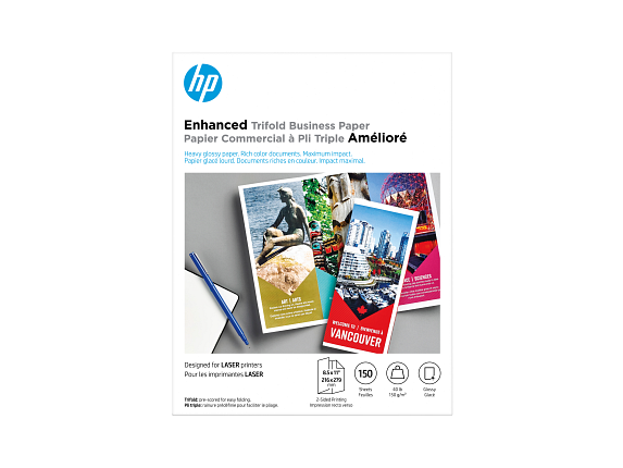 HP Enhanced Tri-Fold Business Paper Glossy 40 lb 8.5 x 11 in. (216 x 279 mm) 150 sheets