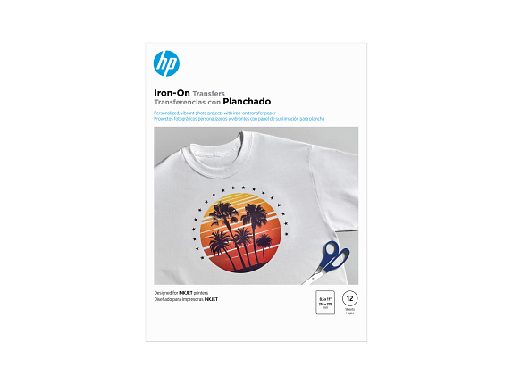 HP Iron-On Transfers, 8.5 x 11 in. (216 x 279 mm), 12 sheets