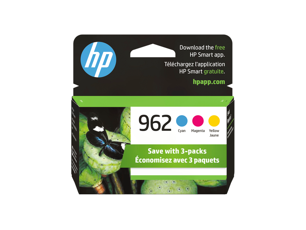 HP 962 3-pack Cyan/Magenta/Yellow Original Ink Cartridges