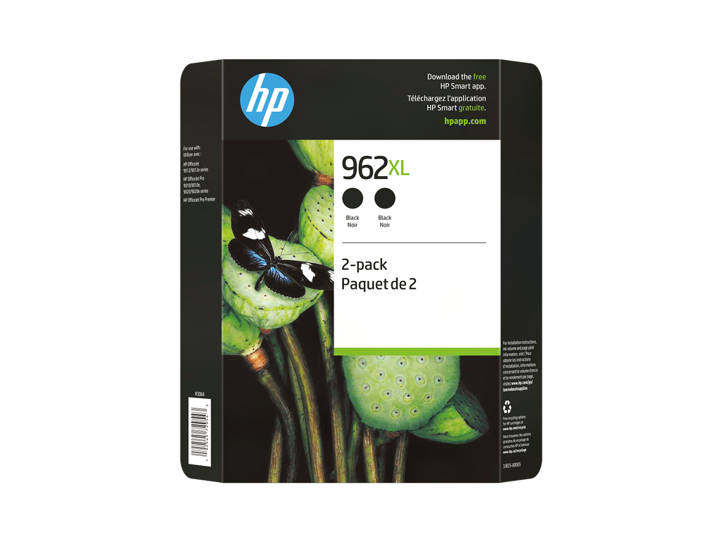 HP 962XL 2-pack High Yield Black Original Ink Cartridges