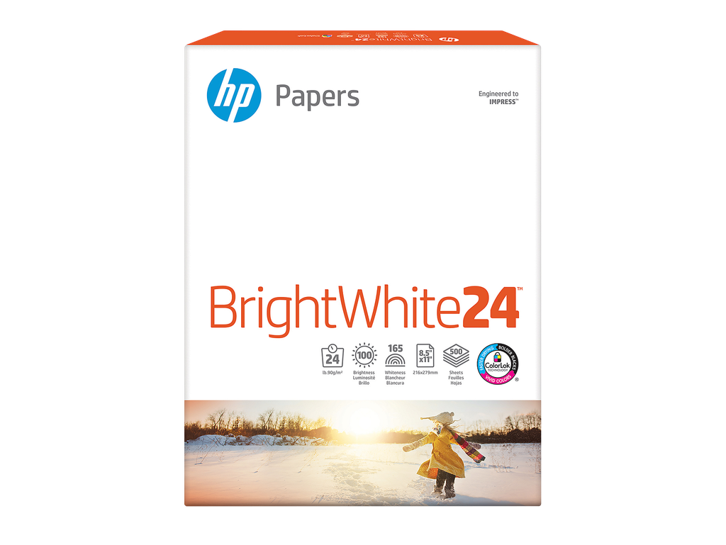 HP BrightWhite24(R) 24 lb 8.5 x 11 in. (216 x 279 mm) 500 sheets
