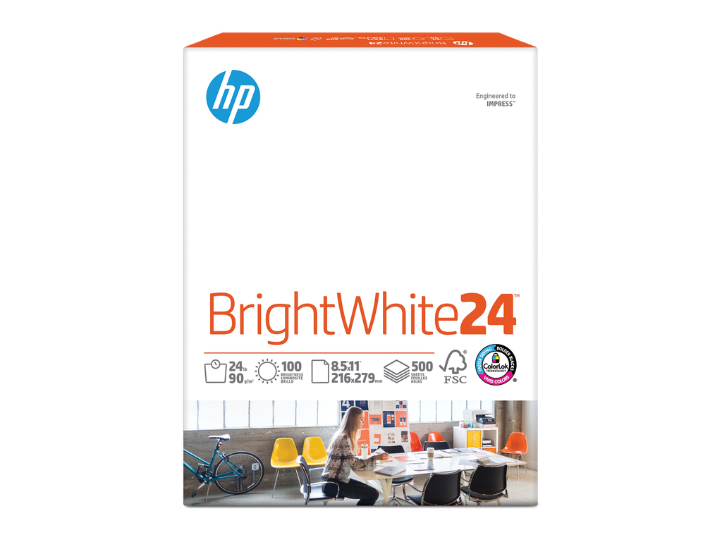 HP BrightWhite24TM 24 lb 8.5 x 11 in. (216 x 279 mm) 500 sheets