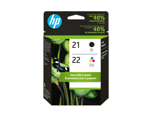 [C9509FN] HP 21 Black/22 Tri-color 2-pack Original Ink Cartridges