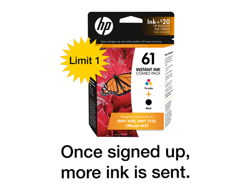 [T0A46AN] HP 61 Black/Tri-color HP INSTANT INK Enrollment Kit