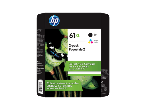 [CR258BN] HP 61XL 2-pack High Yield Black/Tri-color Original Ink Cartridges