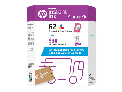 [6ZD63BN] HP 62 Color Ink Cartridge with II Prepaid 30 Card Kit