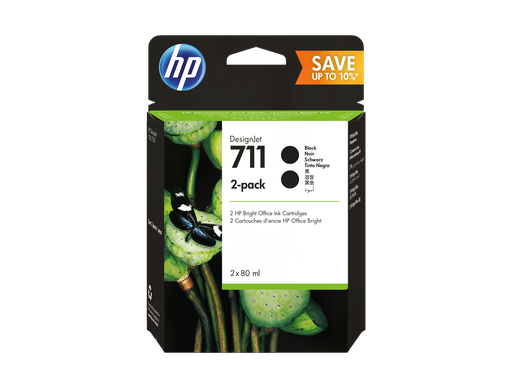 [P2V31A] HP 711 2-pack 80-ml Black DesignJet Ink Cartridges