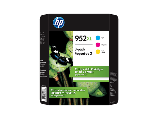 [N9K30BN] HP 952XL 3-pack Cyan/Magenta/Yellow High Yield Original Ink Cartridges