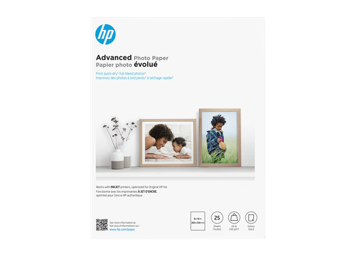 [6J777A] HP Advanced Photo Paper Glossy 65 lb 8 x 10 in. (203 x 254 mm) 25 sheets