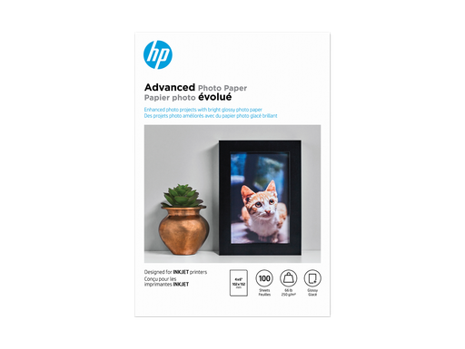 [Q6638A] HP Advanced Photo Paper, Glossy, 65 lb, 4 x 6 in. (101 x 152 mm), 100 sheets