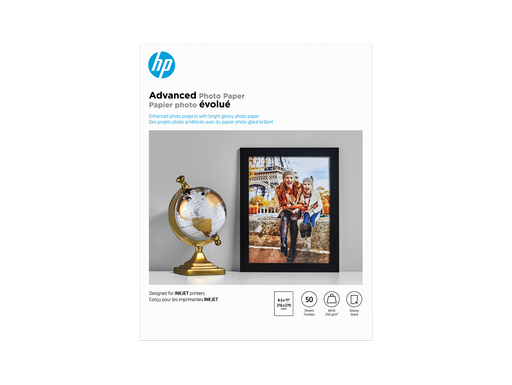 [Q7853A] HP Advanced Photo Paper, Glossy, 65 lb, 8.5 x 11 in. (216 x 279 mm), 50 sheets